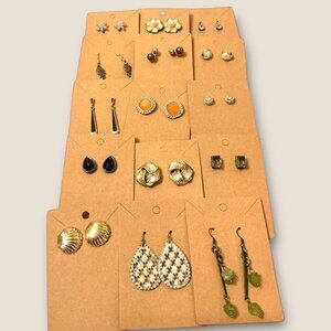 Bulk Lot Of 15 Pairs Of Vintage-Style Earrings - Studs & Dangle Designs In Gold